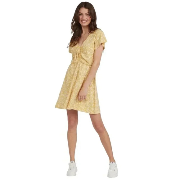 NWT Roxy  Dress Floral Sundress Simple Thoughts Yellow Size Medium - Picture 2 of 14
